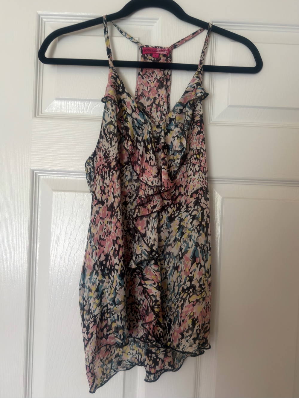Body Central Y2K Floral Ruffle Halter Tank Top Size S